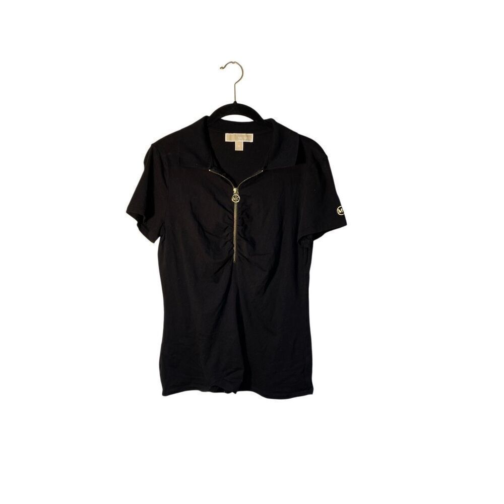 Michael Kors women’s black front 3/4 zip polo shirt, medium